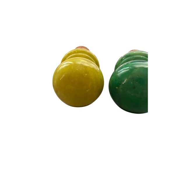 Set Of 3 Porcelain Cork Bottle Stoppers Blue Green Yellow With Unique Designs - Picture 3 of 4